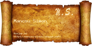 Mancsu Simon névjegykártya